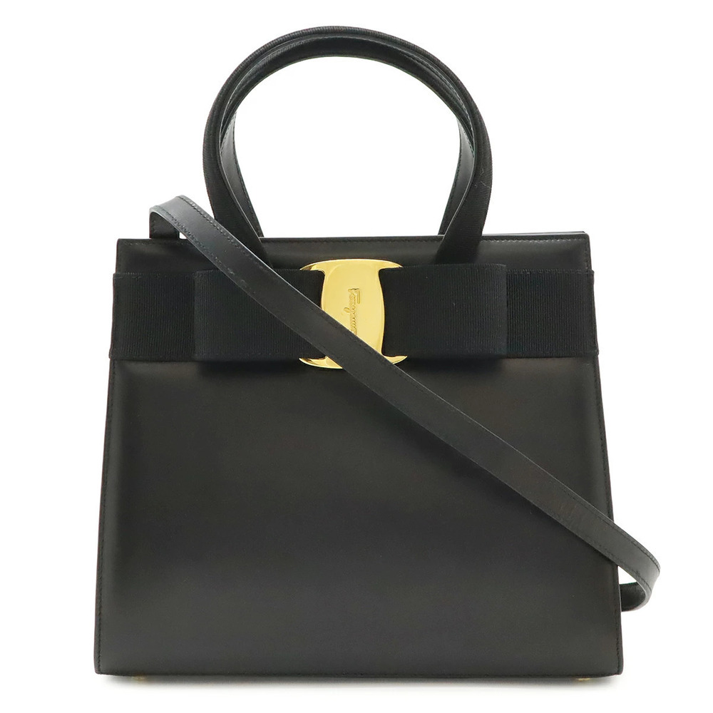 Salvatore Ferragamo Vara Handbag Crossbody Bag Leather Black